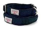 Black Watch Harris-Tweed-Hundehalsband und Leine, handgefertigt, Größe L