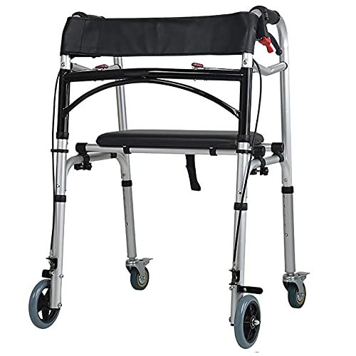 Robuster Rollator mit Sitz, leichte Gehhilfe mit Rädern, Bremsen, Rückenlehne für Senioren/Erwachsene/Behinderte (Stil1) (Stil1)