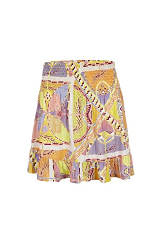 O'Neill Damen Lilia Smocked Skirt Rock, 32013 Yellow Scarf Print, X-Large