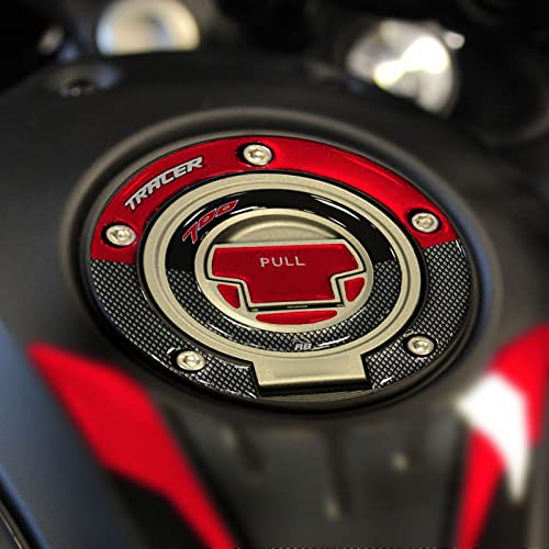 Resin Bike Aufkleber für Motorrad Kompatibel mit Yamaha Tracer 700 2016 2020. Tankdeckelschutz vor Stößen und Kratzern. Aufklebersatz 3D-Harzklebstoff Rot Metall - Stickers