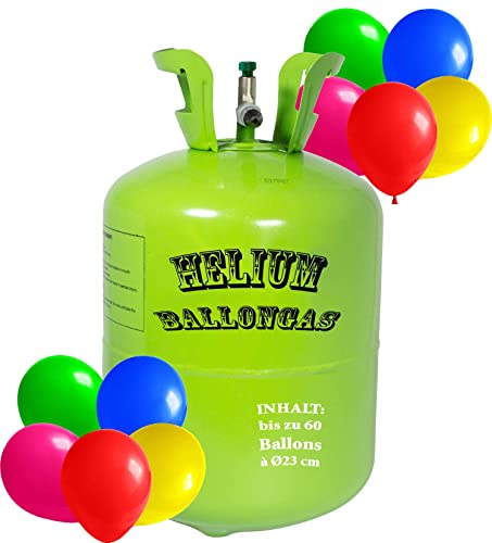 trendmile Premium Helium Ballongas - 1x Heliumflasche für 20 Ballons (3X Gas ca. 60 Ballons)