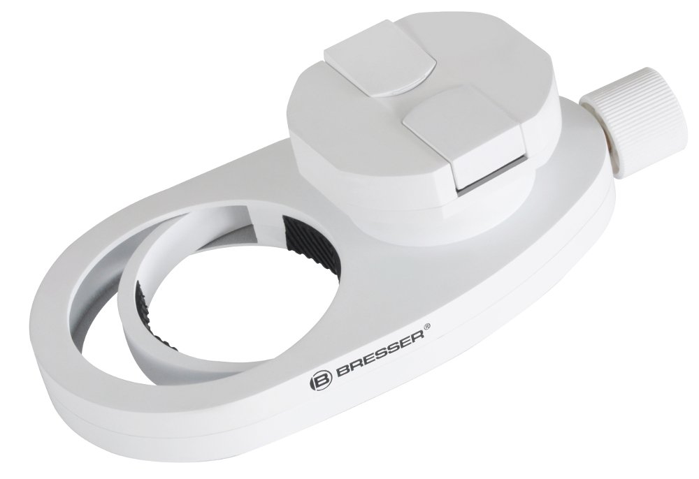 Bresser Universal Smartphone Adapter für Teleskope, Mikroskope, Spektive, für Okulare bis 68 mm Durchmesser und geeignet für Smartphones mit einer Breite von 50-88mm