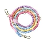 Hausleine FüR Hunde Geflochtene Leine aus Baumwolle, multifunktionales, farbiges Baumwollseil for kleine und mittlere Heimtierbedarf Dog Leash (Color : Macaron, Size : S 210cmX1.2cm)