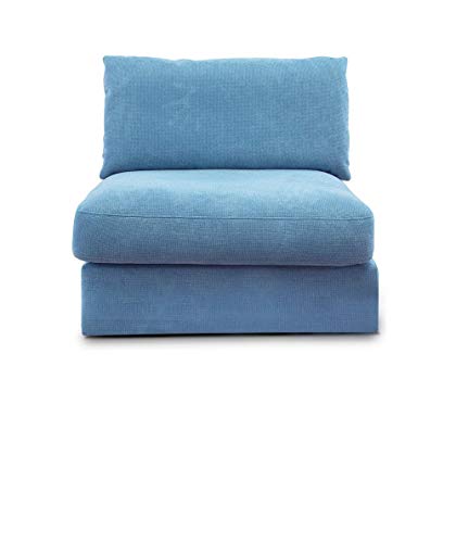 CAVADORE Sofa-Modul "Fiona" Sitzelement mit Rücken / XXL- Sessel mit Rückenlehne / 94 x 90 x 112 / Webstoff hellblau
