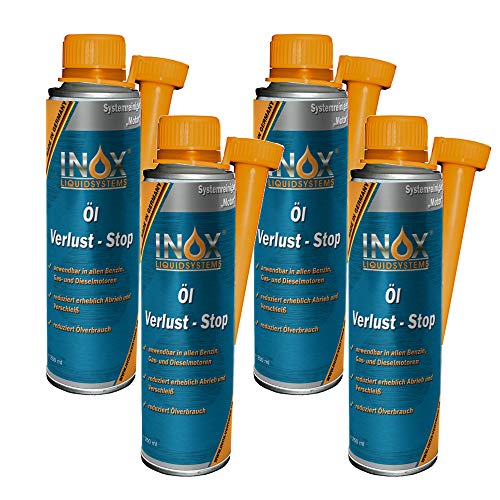 INOX® Öl Verlust Stop Additiv, 4 x 250ml - Öl-Zusatz verhindert Ölleck im Motor, für alle KFZ Motoren