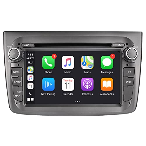 BOOYES Für Alfa Romeo Mito 2008-2012 Android 10.0 Single Din 7"Auto DVD-Player Multimedia GPS-Navigation Auto Radio Stereo-Unterstützung Auto Auto Play/TPMS/OBD / 4G WiFi/DAB/SWC (Gray)