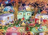 Vermont Christmas Company Camping im Herbst Puzzle 1000 Teile – Herbst-Themenpuzzle für Erwachsene mit Retro-Campern, zufällige Form und vollständig ineinandergreifende Teile