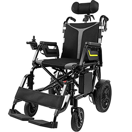 Robuster elektrischer mobiler tragbarer Rollstuhl für den Haushalt mit Kopfstütze, faltbarer, zusammenklappbarer und leichter tragbarer Elektrorollstuhl, elektrischer Antrieb oder manuelle B
