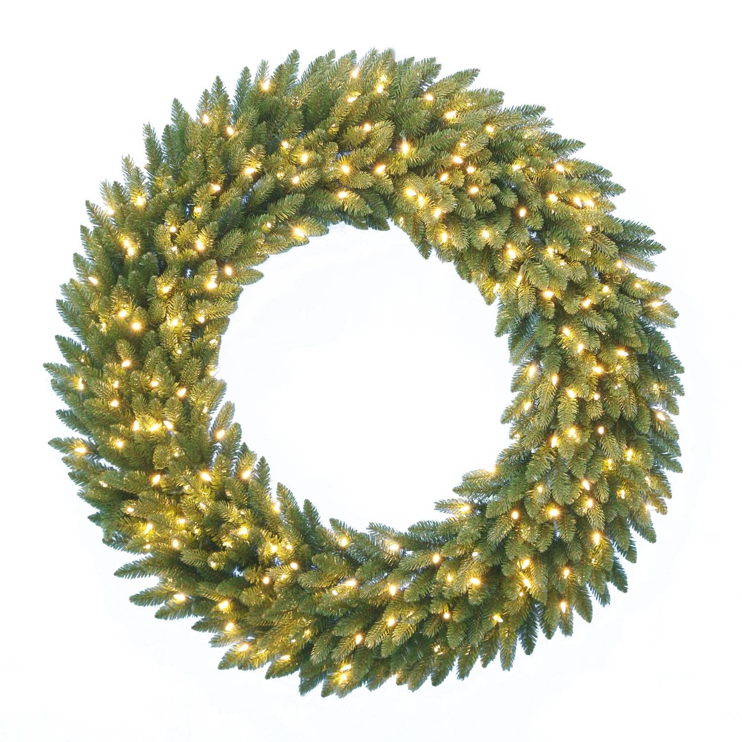 artplants.de Künstlicher Tannenkranz Amarillo, grün, LEDs, Ø 120 cm - Türkranz Weihnachten