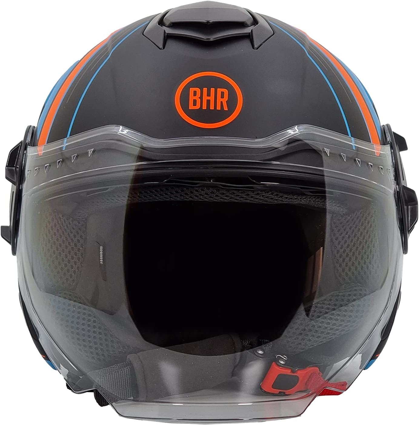 BHR Jet Helm Double Visor 830 Flash, Scooter Helm mit ECE 22.06 Zulassung, Leichter & komfortabler Jet Helm mit innenliegender Sonnenblende, Cool Black (Matt), M