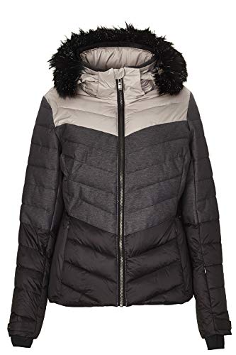 killtec Skijacke Damen Brinley - Winterjacke Damen - Damenjacke sportlich mit Skipasstasche - warme Jacke für den Winter - wasserdicht, schwarz, 38