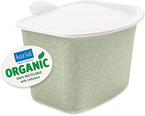 Koziol BIBO ORGANIC Biomülleimer Küche 3L (organic green), Komposteimer mit Deckel, Bio Mülleimer für die Küche, geruchsdicht & abwaschbar, Klappdeckel abnehmbar, klein & spülmaschinenfest