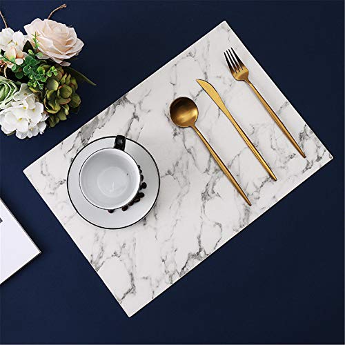 RAILONCH Platzset Marmor Leder Tischsets 6 Stück, Abwaschbar Wasserdicht Tischset Leder Platzset 45 x 30 cm,für Hause Küche Restaurant