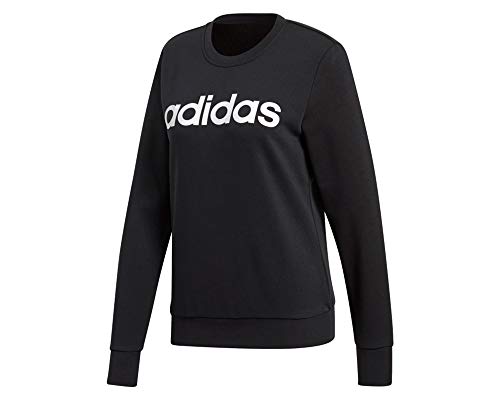 adidas Damen Essentials Linear Crewneck Pullover, Black/White, L