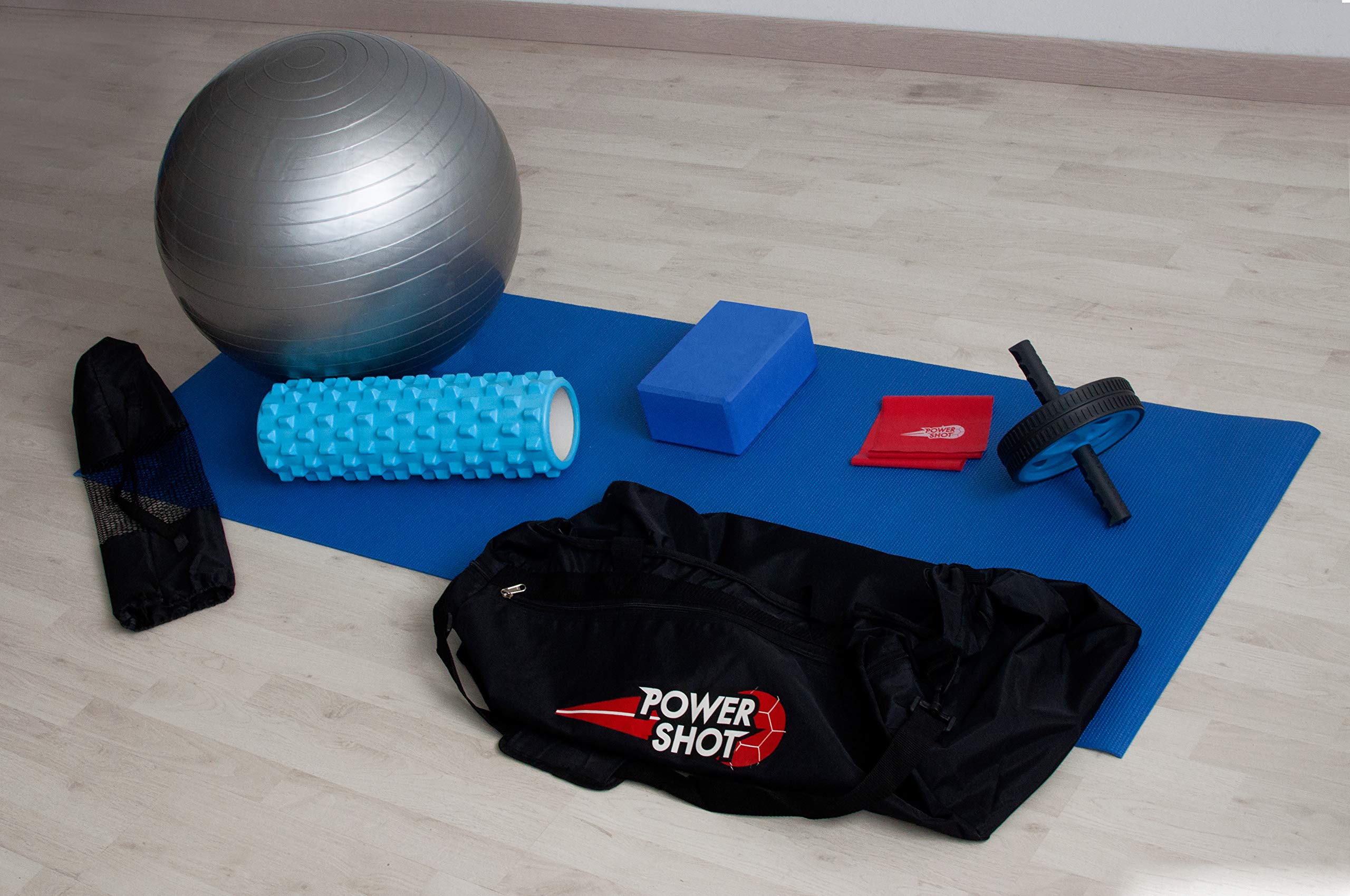 POWERSHOT Yoga-Kit - Perfekt, um Yoga bequem von zu Hause aus zu praktizieren! - Es enthält eine Yogamatte, einen Yogaball und vieles mehr! - Eine Sporttasche zum Transport des Kits ist enthalten!