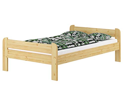 Erst-Holz® Breites Robustes Einzelbett 120x200 Kiefer massiv mit wählbarem Zubehör V-60.39-12, Ausstattung:ohne Zubehör