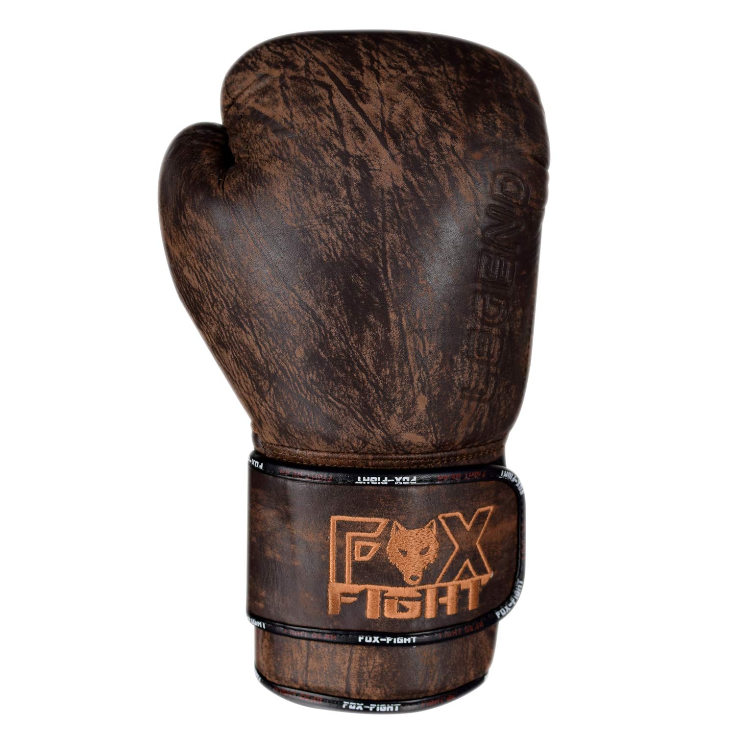 FOX-FIGHT Legend Boxhandschuhe aus echtem Leder Boxen Kickboxen Muay Thai Training Sparring 14 OZ braun
