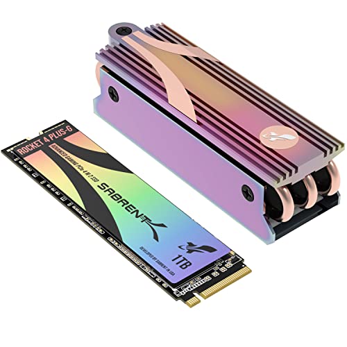 Sabrent Gaming SSD Rocket 4 Plus-G mit Heatsink 1TB PCIe Gen 4 NVMe M.2 2280 Internes Solid State Drive, bis zu 7 GB Geschwindigkeit, Wärmemanagement [SB-RKTG-GHSK-1TB]