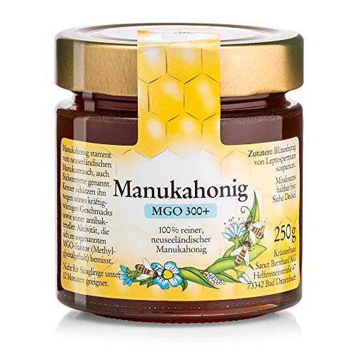 Sanct Bernhard Manuka-Honig MGO 300+ 100% rein, aus Neuseeland, mit antibakterieller Aktivität, Inhalt 250 g