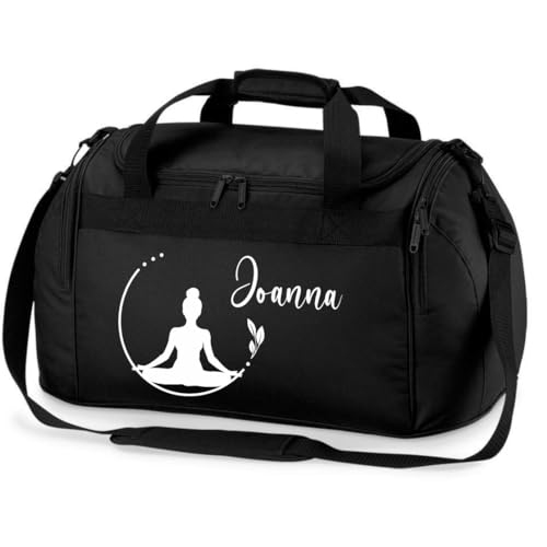 minimutz Sporttasche Schwimmen für Kinder - Personalisierbar mit Name - Schwimmtasche Meerjungfrau Duffle Bag für Mädchen und Jungen (schwarz)