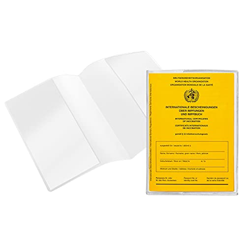 50 x Impfpass Hülle | Schutzhülle für Impfausweis neu (ausgestellt nach 2015) | Ausweishülle für internationales Impfbuch | B7 doppelseitig und transparent