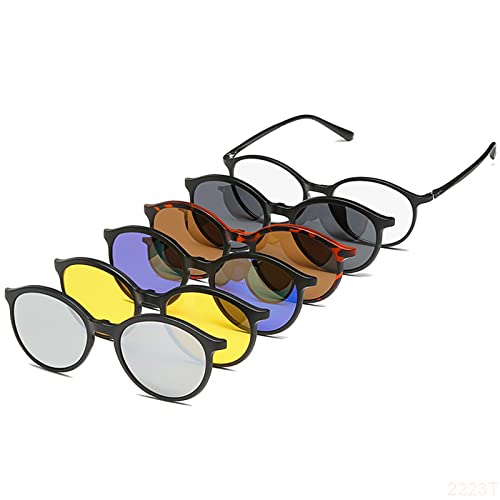 YQJY Magnetische Sonnenbrille, Polarisierte Sonnenbrille, Sonnenbrille Zum Aufstecken,5 Stück Polarisierte Sonnenbrillen Magnetclip Brillenglas Linsen Magnetclips Set,L