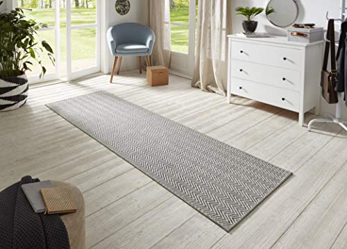 BT Carpet Flachgewebe Läufer Nature 500 Grau, 80x450 cm, Für In-und Outdoor (100% Polypropylen, UV-und Feuchtigkeitsresistent, Fußbodenheizung geeignet), In verschiedenen Größen und Farben erhältlich