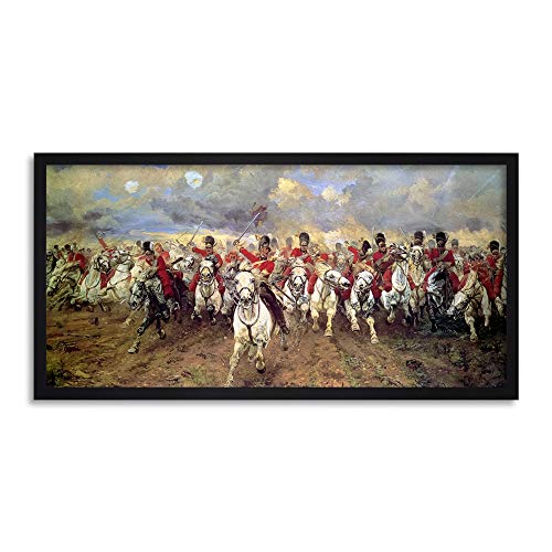 Thompson Scotland Forever Battle Waterloo Painting Framed Wall Art Print Long 25X12 Inch Schottland Schlacht Wasser Malerei Wand