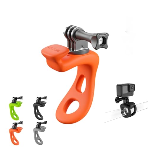 TELESIN Multifunktionale flexible Silikonring-Lenker-Fahrradhalterung für GoPro, Insta360, DJI und andere Action-Kameras (Orange)