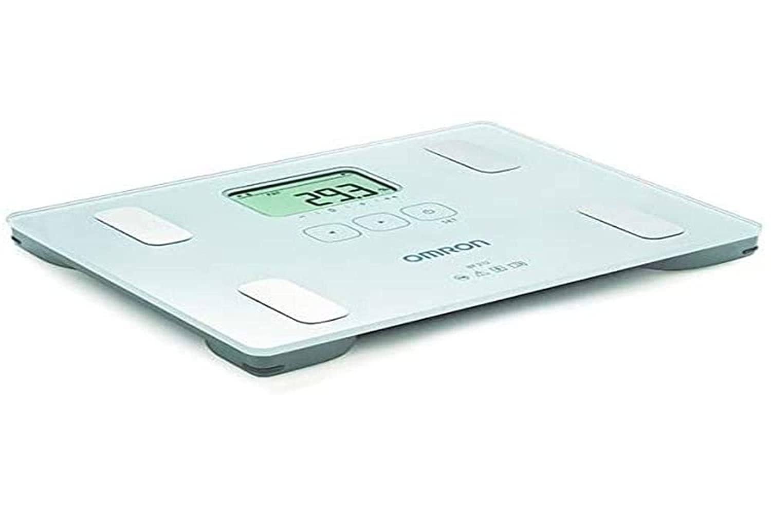 OMRON - Impedanzwaage Body Composition Monitor BF-212, Messung des Körpermasssindexs (BMI) und% Körperfett, Tragkraft 2-150 kg, Baby-Modus, Speicher für 4 Benutzer