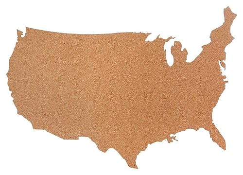 USA als Pinnwand aus Kork XXL ca. 80x50 cm | Umriss USA zum Pinnen und als Wanddeko | Tolle CORKWORLD | Detailgenau & Hochwertig