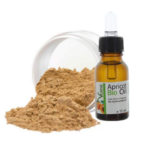 Mineral Foundation (9g) + Premium BIO Aprikosenkernöl (15ml) DE-Öko - zertifiziert, MakeUp, alle Hauttypen, ohne Zusatzstoffe, ohne Konservierungsstoffe Nuance Warm Tan