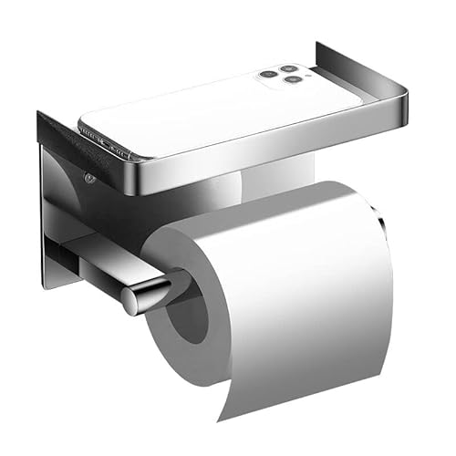 Toilettenpapierhalter mit Telefonablage SUS304 Edelstahl Wandmontierter Toilettenpapierrollenhalter - Badezimmerzubehör Rostfreier und Badezimmer-Waschraum-Tissue-Rollenhalter
