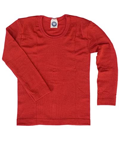 Cosilana Kinderunterhemd - Langarmshirt Wolle/Seide 128 Uni Rot 04