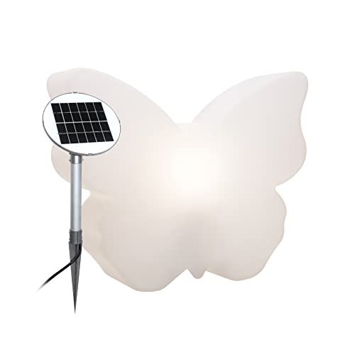 8 seasons design| LED Solar Deko Schmetterling Leuchte Shining Butterfly (40cm, warmweiß, Solarmodul, Dämmerungssensor, IP44, Solarleuchte Garten) weiß