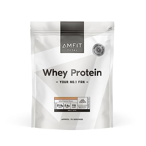 Amazon-Marke: Amfit Nutrition TOTAL Whey Protein Pulver, Gesalzenes Karamell, 75 portions, 2.27 kg (1er Pack)