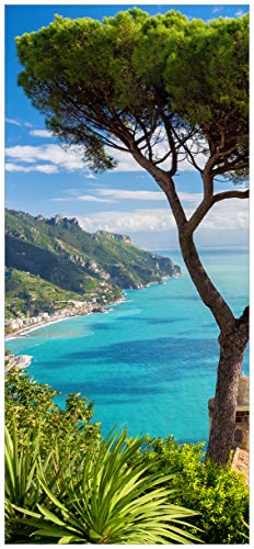 Wallario Selbstklebende Türtapete Italienische Küste - 93 x 205 cm Abwischbar, rückstandsfrei zu entfernen