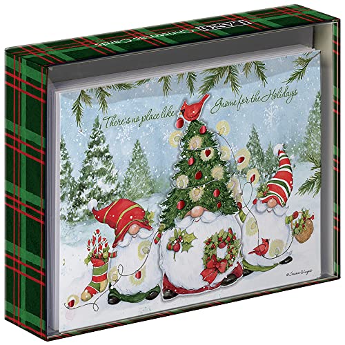 Lang "Holiday Gnomes Luxe Weihnachtskarten von Susan Winget, 8 Karten mit passenden Umschlägen, Leinenprägung (1025104)