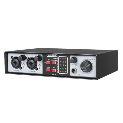 Gotoger Externe USB-Audio-Schnittstelle Soundkarte Audio-Interface Soundkarte Metall 2 in 2 Out USB Computer Treiberfreie Soundkarte Live-Aufnahme Karaoke-Mixer