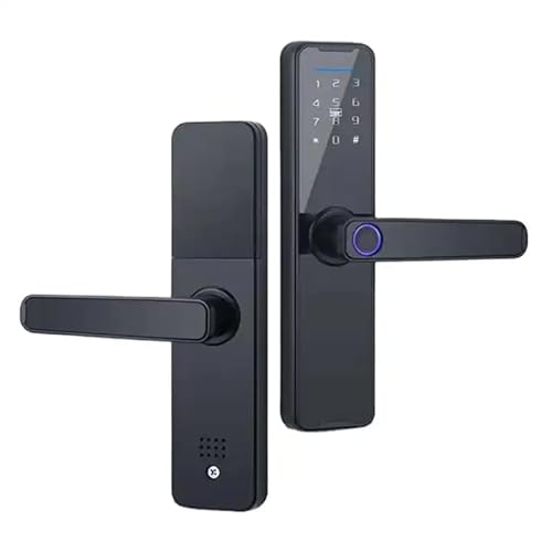 Biometrisches Fingerabdruck-Türschloss für Holztüren, Bluetooth elektronisch, kompatibel mit Tuya Smart Lock für Fernbedienung, schlüssellose Entriegelungssteuerung Schwarz,22X160(50 50)
