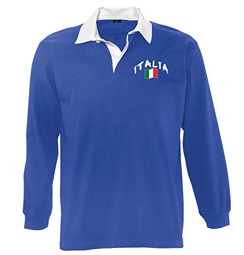 Supportershop Poloshirt Rugby LS Italien, Unisex XXL blau