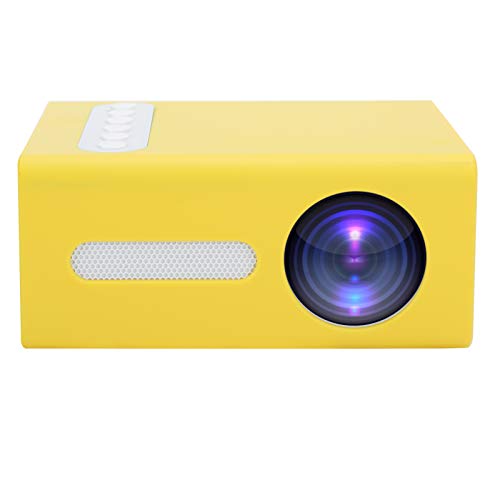 Projektor, tragbarer TFT-LED-LCD-Heimkino-Projektor, Haushaltsprojektor Augenschutz für Kinder mit AV-, USB-, HDMI- und kleinen Speicherkartenanschlüssen(EU Gelb)