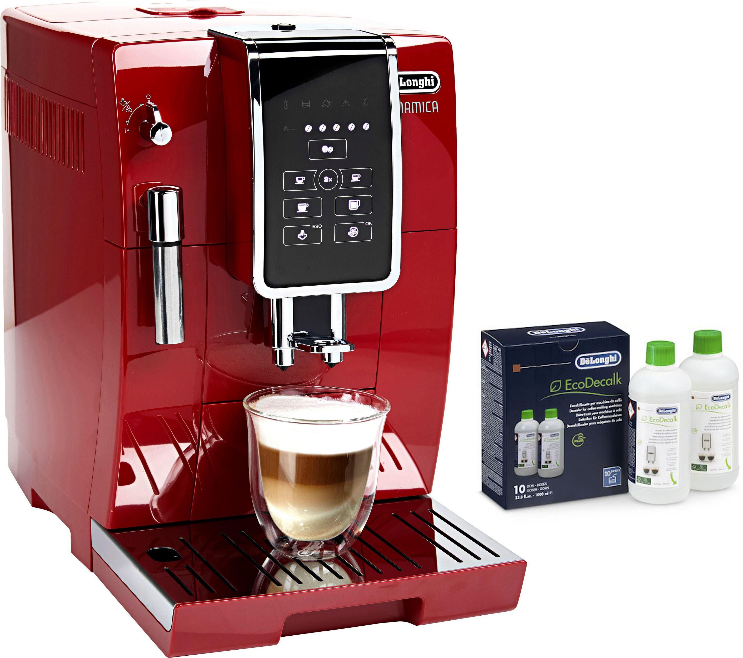 DeLonghi Kaffeevollautomat "Dinamica ECAM 358.15.R", Sensor-Bedienfeld, inkl. Pflegeset im Wert von € 31,99 UVP