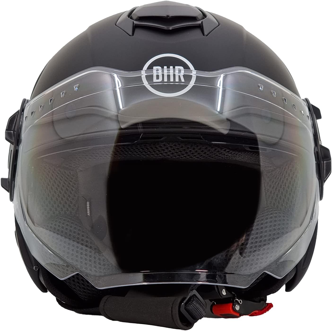 BHR Jet Helm Double Visor 830 FLASH, Scooter Helm mit ECE 22.06 Zulassung, Leichter & komfortabler Jet Helm mit innenliegender Sonnenblende, Mattschwarz, M