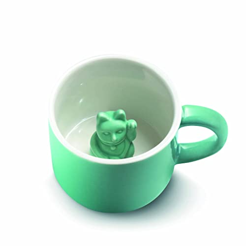 MANEKI NEKO Lucky Mug Turquoise | Tasse mit Winkekatze Lucky Cat Glückstasse Kaffeetasse Teetasse in türkis