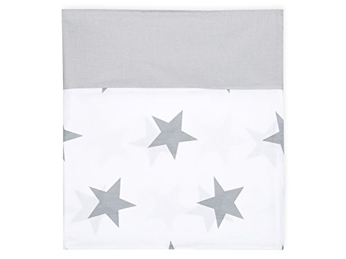 KraftKids Stilltuch große graue Sterne auf Weiss Unigrau, großer Still-Schal für Mütter als Sichtschutz, handgefertigt, 100% aus Baumwolle, Umfang: 160 cm, Breite: 42 cm