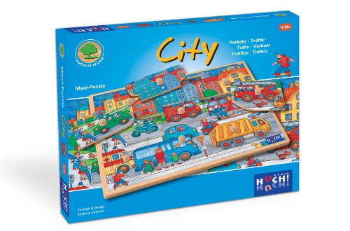 Huch & Friends 878014 - City - Knopfpuzzle mit 9 Teilen