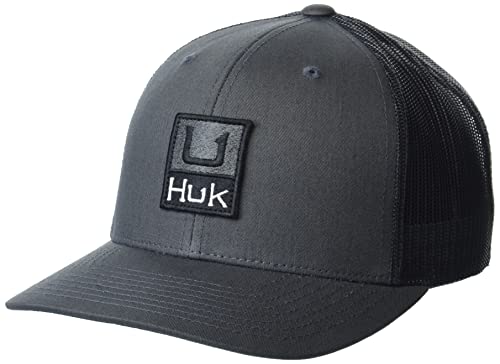 HUK Herren Mesh Trucker Snapback Hat | Blendfreie Fischerhut Mütze, Huk'd Up – Vulcanic Ash, Einheitsgröße