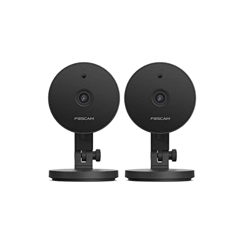 Foscam C2M-B IP-Kamera für den Innenbereich, WLAN, HD, 2 MP, intelligente Bewegungserkennung, Amazon Alexa-kompatibel, schwarz