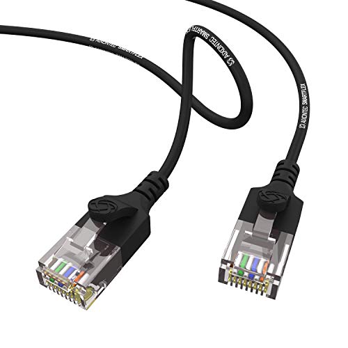 AIXONTEC Cat6 a 20m Gigabit Ethernet Netzwerkkabel Schwarz dünnes LAN Kabel mit 2,8 mm Kabeldurchmesser 500 MHz für Switch Router Modem Patchpanel Access Point X-Box IP Kamera ps4 smart tv pc